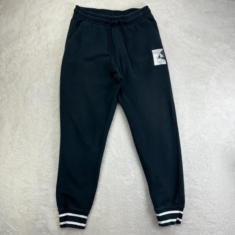 Air Jordan MVP Fleece Jogger Sweatpants Mens M Black Drawstring Tapered Leg Logo